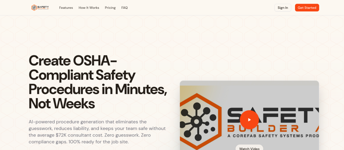 Safety Builder AI website preview
