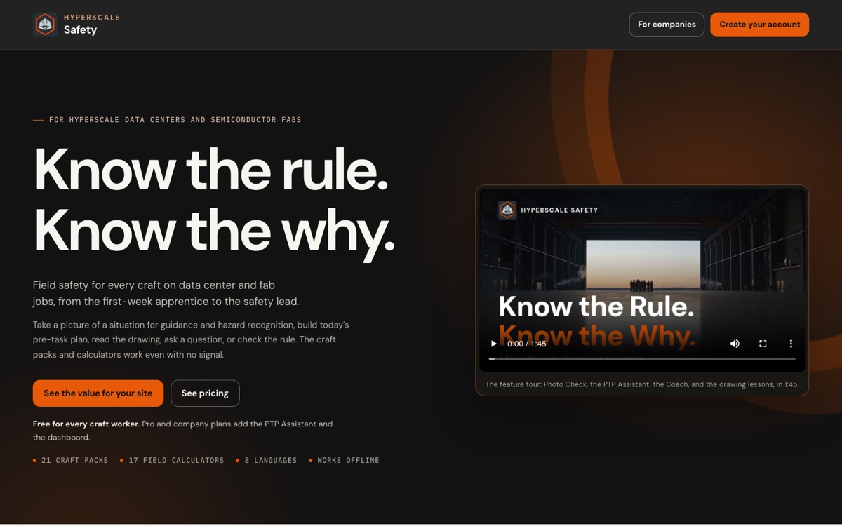 Hyperscale Safety website preview